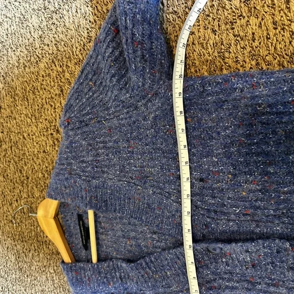 French Connection Knit Cardigan Sweater Puff Sleeve Blue L - Picture 6 of 7